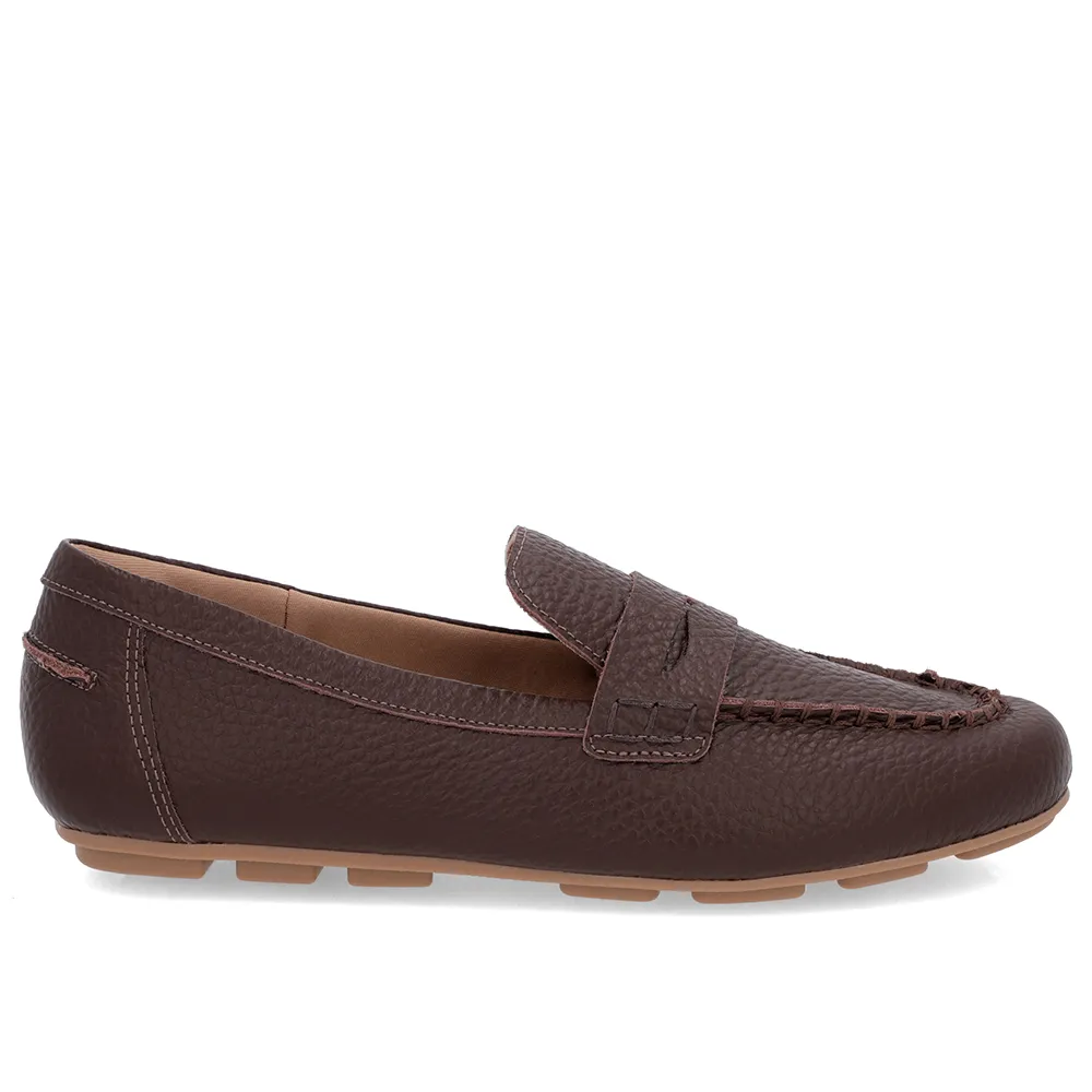 Imagem de Loafer Usaflex Marrom Textura Couro Costuras