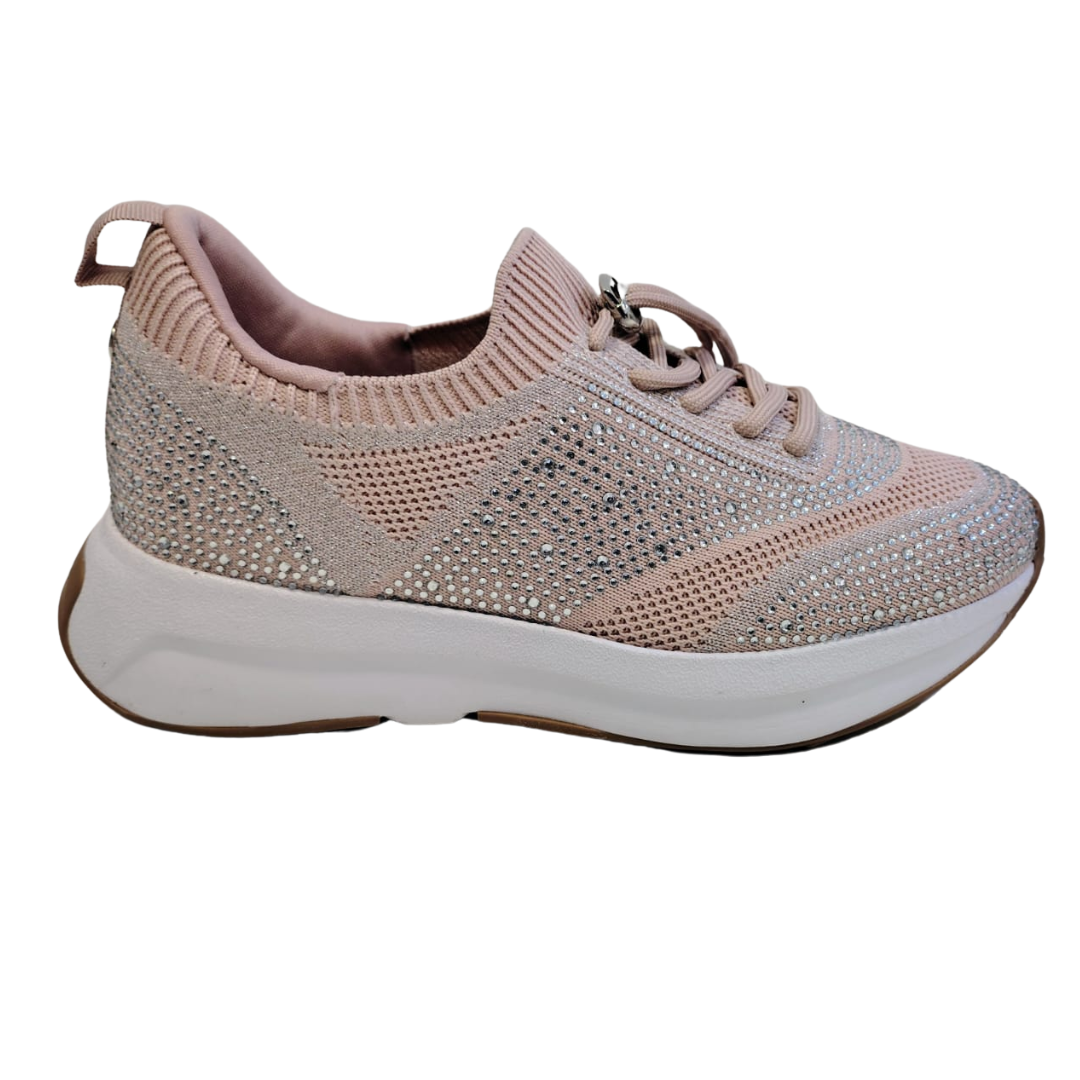 Imagem de Tênis Casual Rosa Tricot com Strass